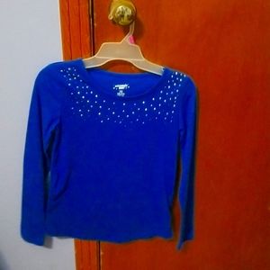 Royal blue long sleeves shirt with diamonds